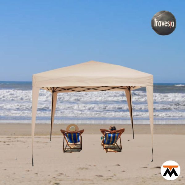 Gazebo Travesía Plegables 3 x 3 más Poliéster Beige