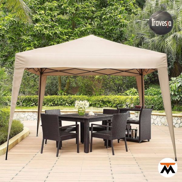 Gazebo Travesía Plegables 3 x 3 más Poliéster Beige